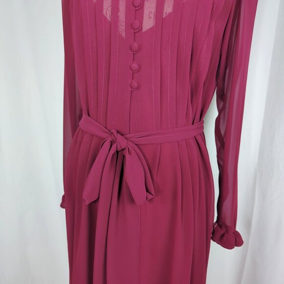 Vintage Albert Nipon Dress Medium Victorian Pleated Midi - Picture 4 of 12